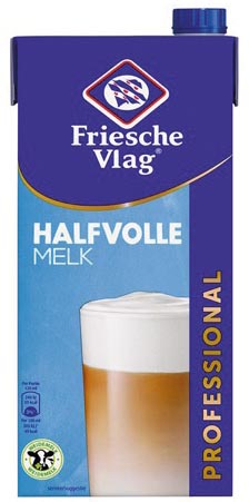 Friesche Vlag LangLekker koffiemelk, 1 liter pak, halfvolle melk, 12 stuks