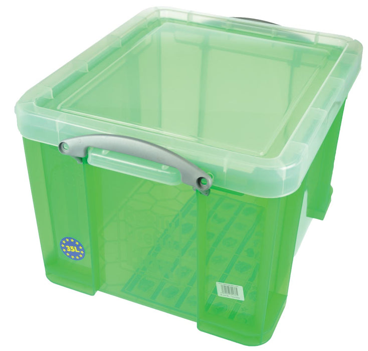 Really Useful Box opbergdoos 35 liter, transparant groen 6 stuks
