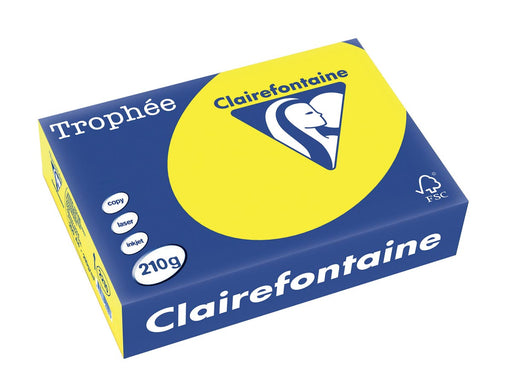 Clairefontaine Trophée Intens, gekleurd papier, A4, 210 g, 250 vel, zonnegeel 4 stuks, OfficeTown