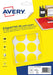 Avery PET30J ronde markeringsetiketten, diameter 30 mm, blister van 240 stuks, geel 5 stuks, OfficeTown