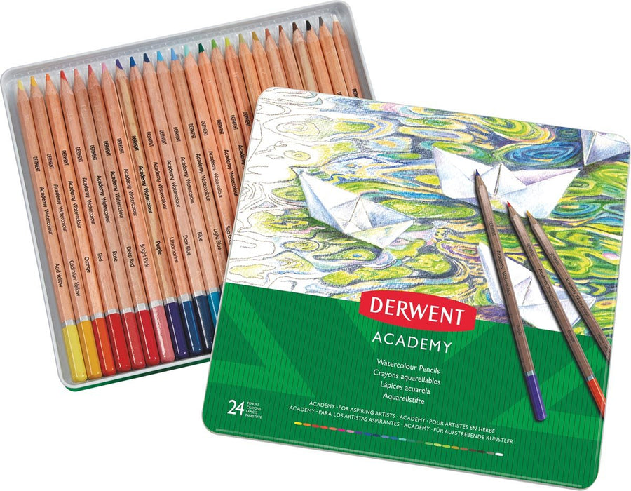 Derwent aquarelpotlood Academy: 24 stuks in geassorteerde kleuren met mengbare kleuren - OfficeTown