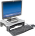 Desq monitorstandaard, met draaiplateau en 2 lades, zilver/zwart - OfficeTown