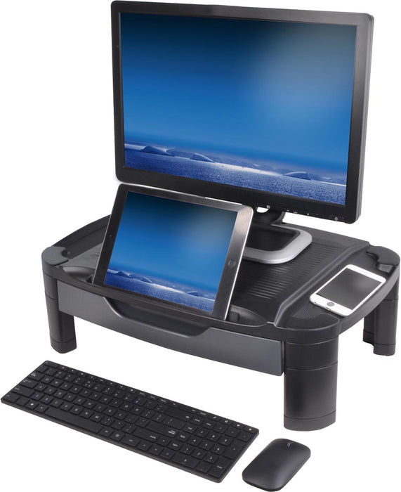 Desq monitorstandaard, Xlarge, met lade, zwart - OfficeTown
