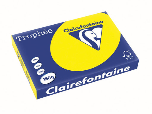 Clairefontaine Trophée Intens, gekleurd papier, A3, 160 g, 250 vel, zonnegeel 4 stuks, OfficeTown