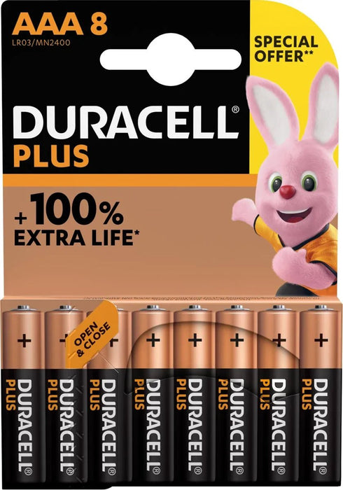 Duracell batterij Plus 100% AAA, blister van 8 stuks - OfficeTown