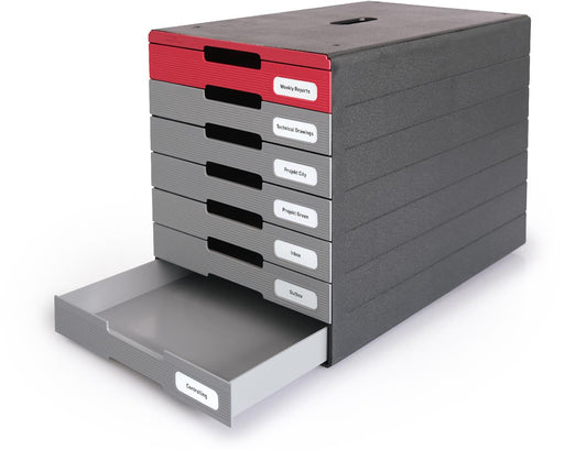 Duurzame opbergkast Idealbox Pro, 7 lades, rood - OfficeTown