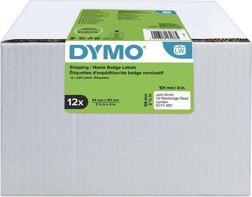 Dymo Value Pack: etiketten LabelWriter ft 101 x 54 mm, wit, doos van 12 x 220 etiketten - OfficeTown