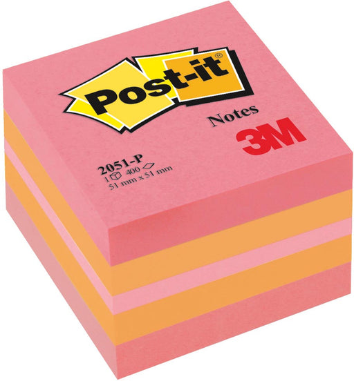 Post-it Notes mini kubus, 400 vel, ft 51 x 51 mm, roze 45 stuks, OfficeTown