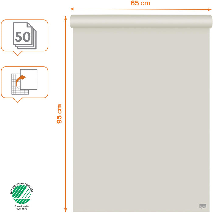 Nobo standaard papierblok voor flipcharts, ft 65 x 95,5 cm, blok van 50 vel 2 stuks