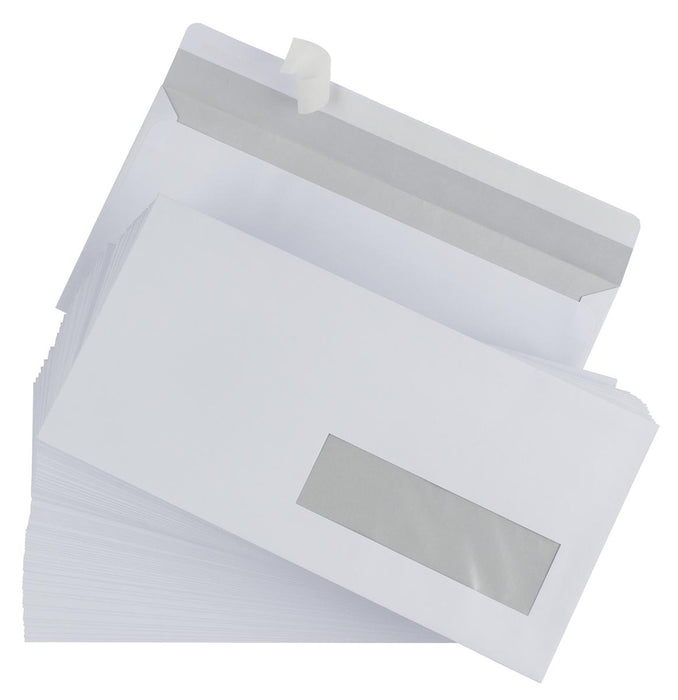 Enveloppen ft 110 x 220 mm, venster rechts, stripsluiting, doos van 500 stuks met FSC-certificering