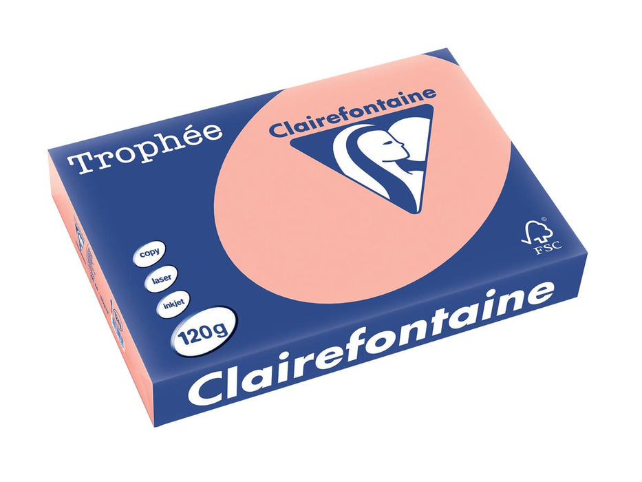Clairefontaine Trophée Pastel, A4, 120 g, 250 vel, Perzik Gekleurd Papier