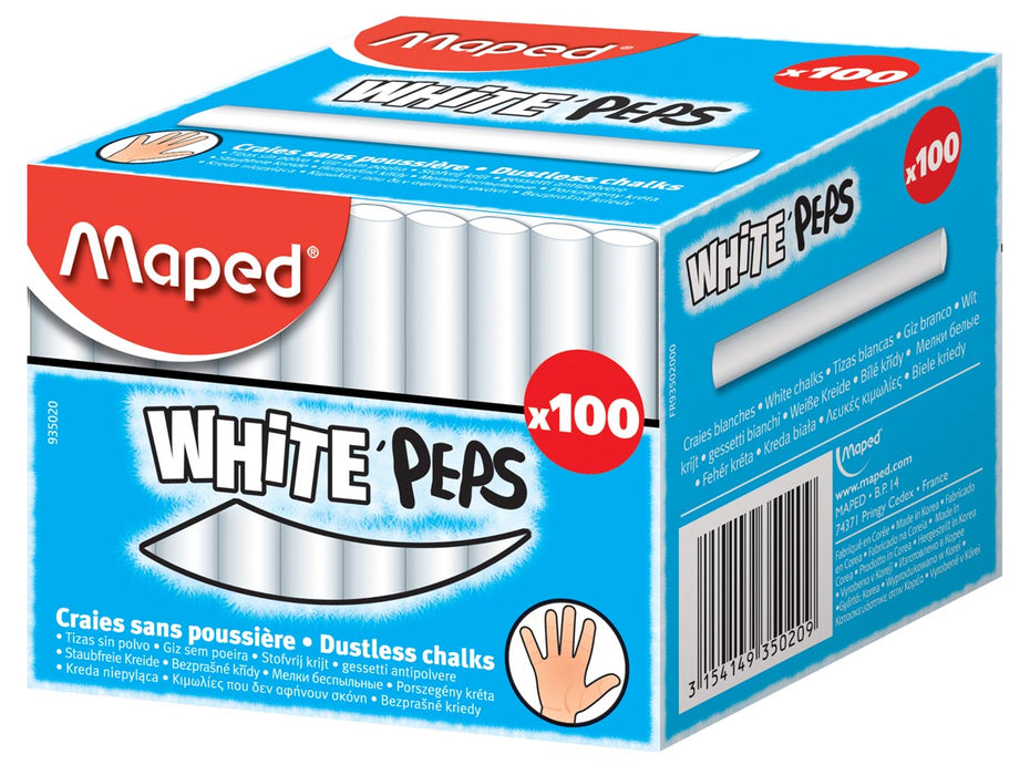 Krijt van Maped in wit, 100 stuks