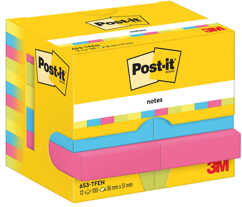 Post-It Notes Vitality, 100 vellen, afmeting 38 x 51 mm, pak van 12 blokken