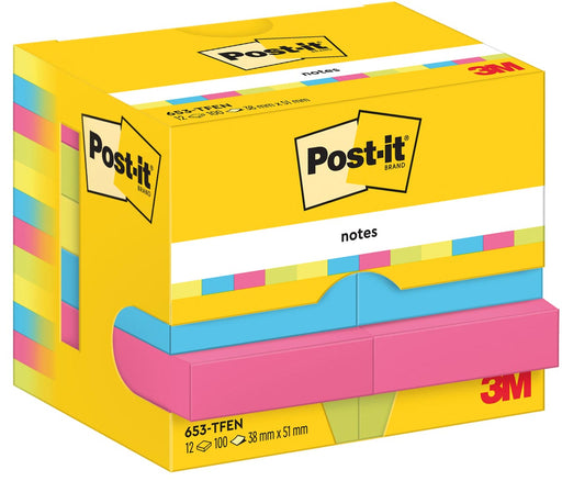 Post-It Notes Vitality, 100 vel, ft 38 x 51 mm, pak van 12 blokken 24 stuks, OfficeTown