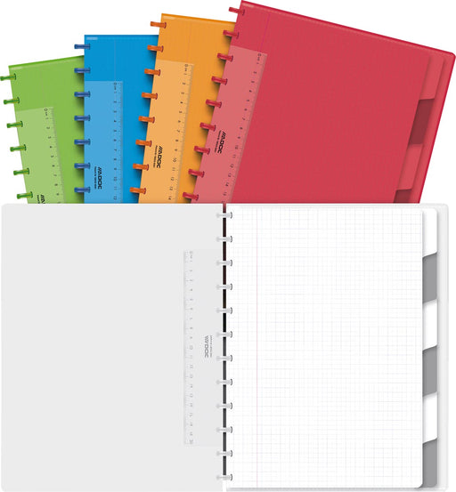 Adoc Colorlines schrift, ft A4, 144 bladzijden, geruit 5 mm, geassorteerde kleuren 8 stuks, OfficeTown