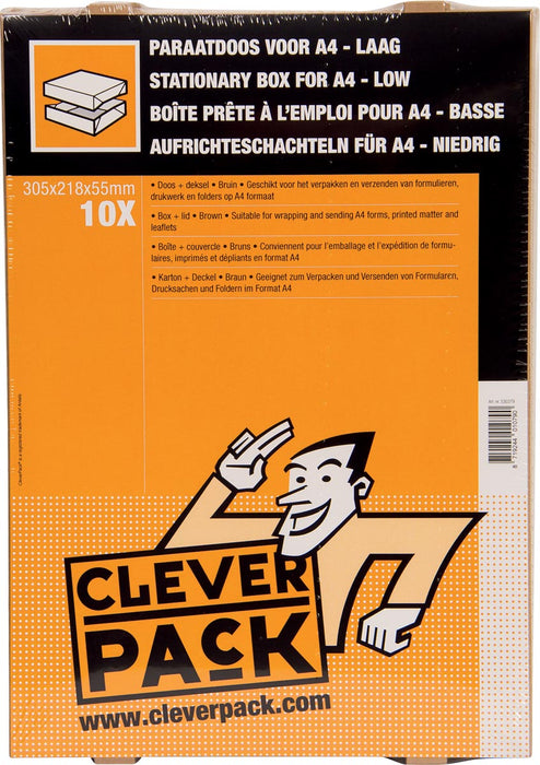 Cleverpack opbergdoos A4, ft 305 x 218 x 55 mm, pak van 10 stuks 5 stuks, OfficeTown