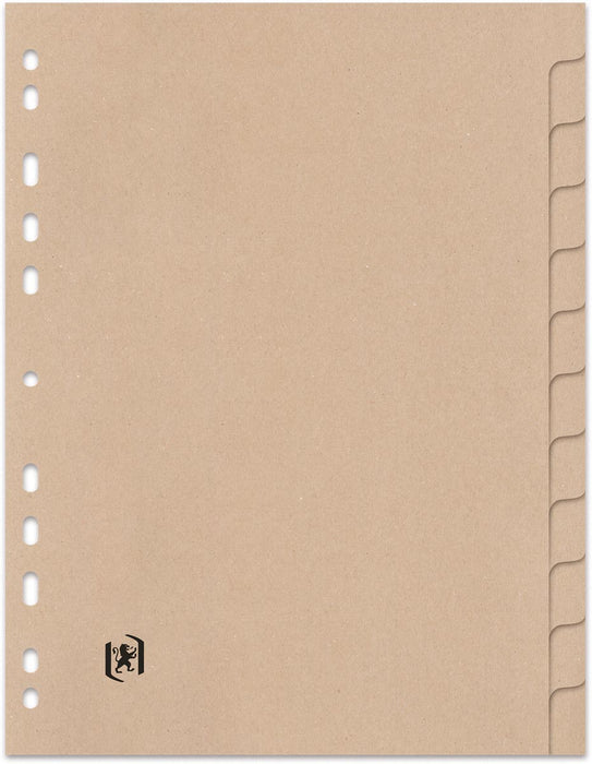 OXFORD Touareg tabbladen van gerecycled karton, A4-formaat, onbedrukt, 11-gaatsperforatie, 12 tabs