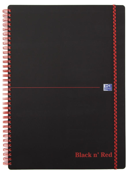 Oxford BLACK N' RED spiraalblok kunststof, 140 bladzijden ft A4, geruit 5 mm 5 stuks, OfficeTown