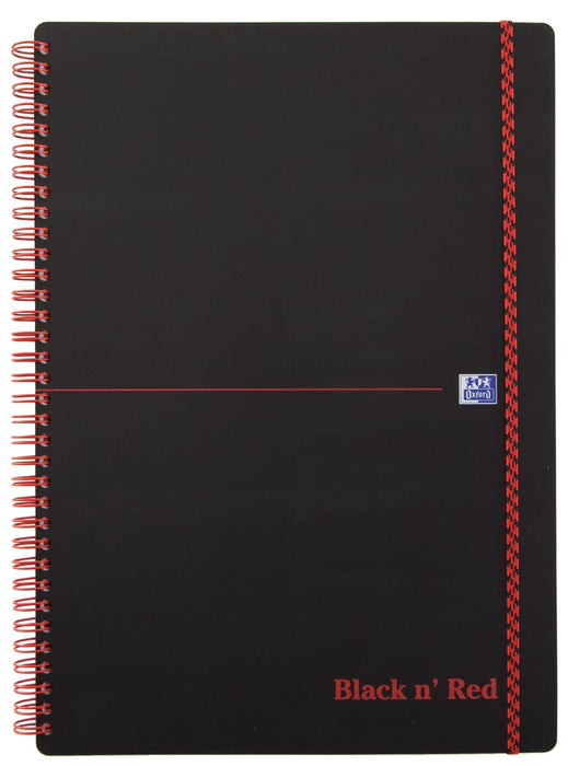 Oxford BLACK N' RED spiraalblok kunststof, 140 bladzijden ft A4, geruit 5 mm 5 stuks, OfficeTown