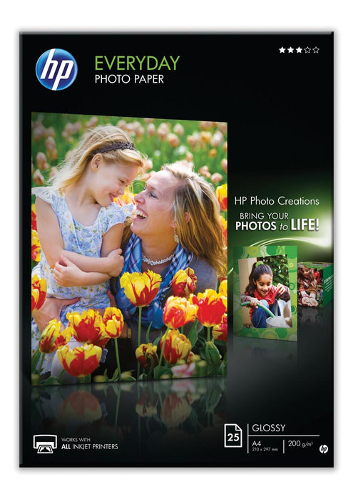 HP Dagelijks fotopapier ft A4, 200 g, pak van 25 vel, glanzend
