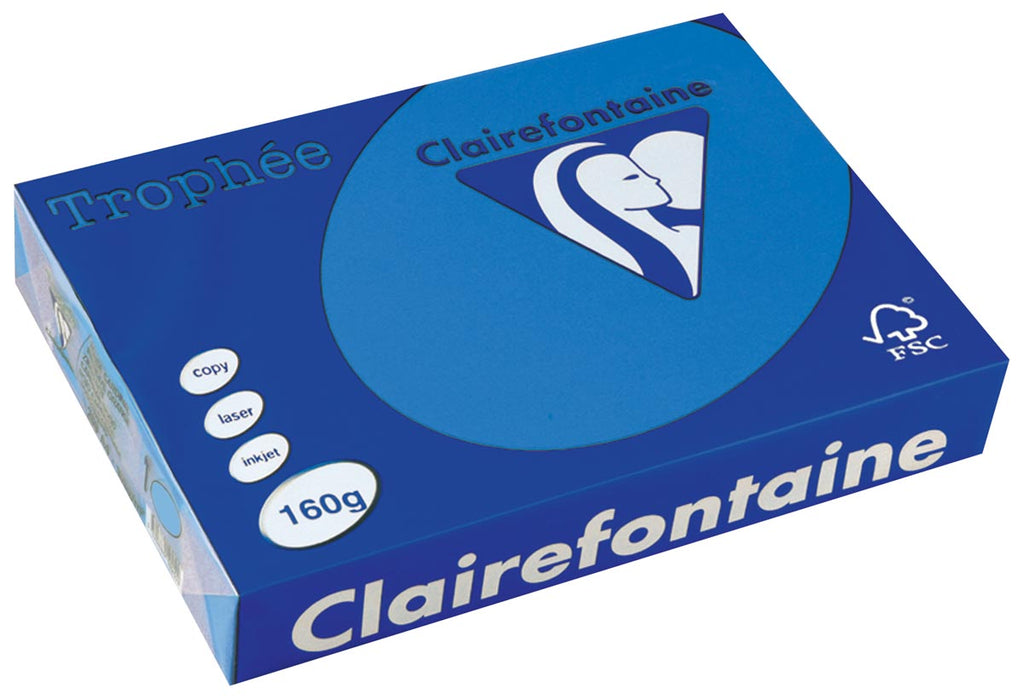 Clairefontaine Trophée Intens, gekleurd papier, A4, 160 g, 250 vel, turkoois