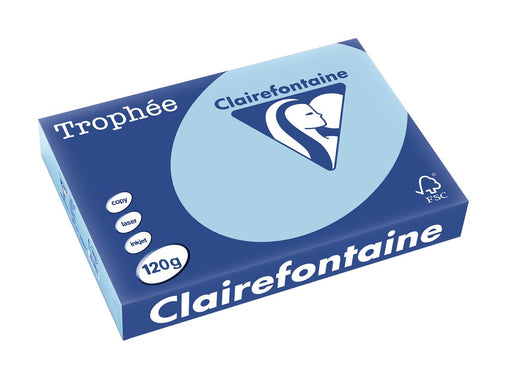 Clairefontaine Trophée Pastel, gekleurd papier, A4, 120 g, 250 vel, blauw 5 stuks, OfficeTown