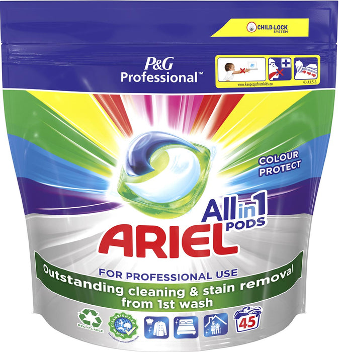 Ariel Professioneel wasmiddel All-in-1 Color, verpakking van 45 capsules