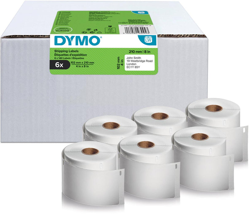 Dymo etiketten LabelWriter ft 102 x 210 mm (DHL), wit, doos van 6 x 140 etiketten