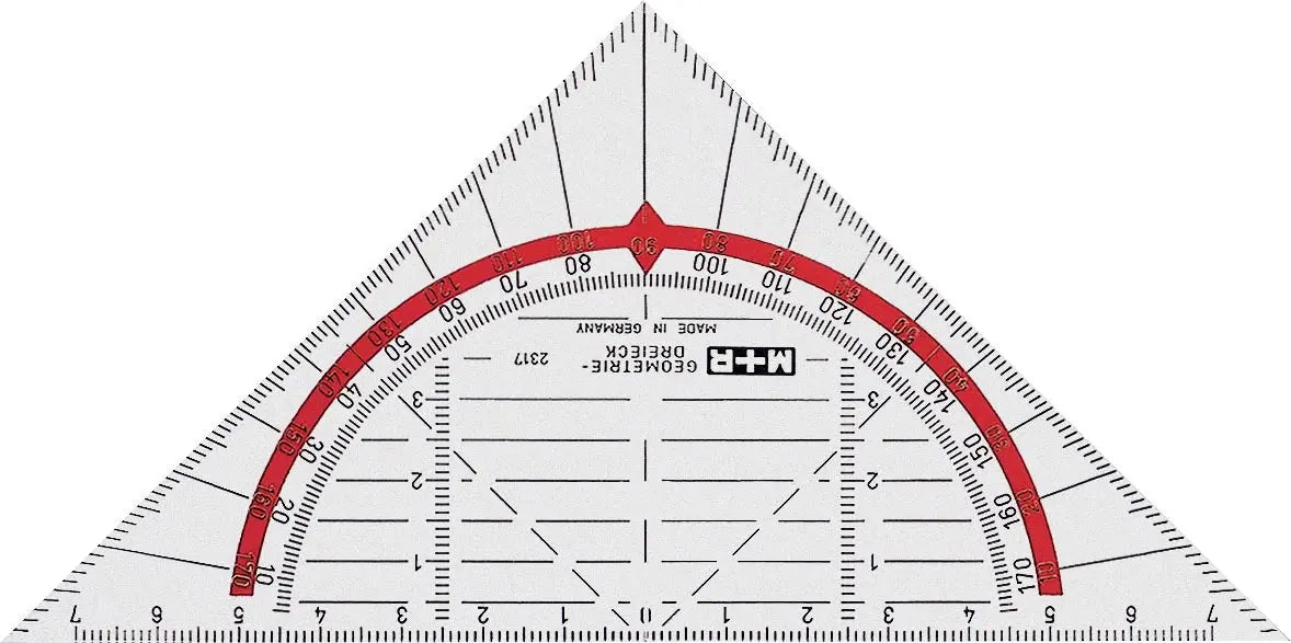 M+R geodriehoek, 16 cm