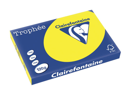 Clairefontaine Trophée Intens, gekleurd papier, A3, 120 g, 250 vel, zonnegeel 5 stuks, OfficeTown