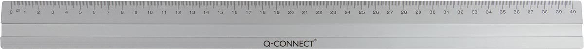 Q-CONNECT liniaal van aluminium, 40 cm met precisie-verdeling in mm