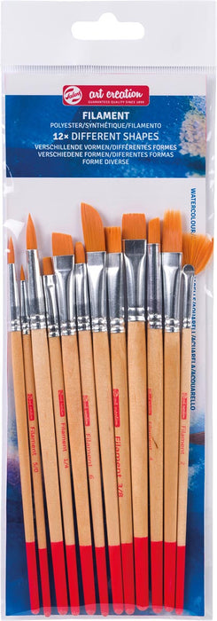 Talens Art Creation aquarelpenselen polyester assorti, set van 12 penselen 5 stuks