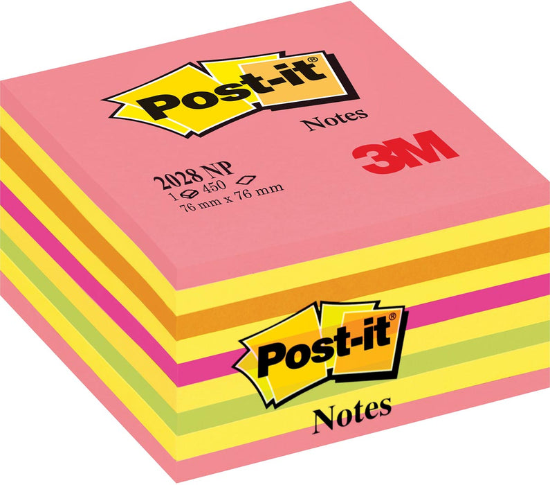 Post-it Notes kubus, 450 vel, ft 76 x 76 mm, roze-geel tinten