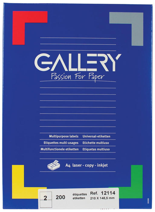 Gallery Witte Etiketten A4 2 per vel - Doos van 200