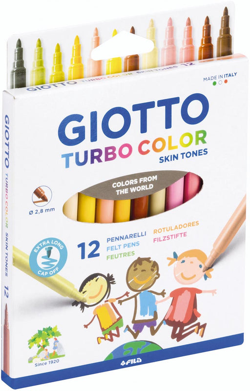 Giotto Turbo Color Skin Tones viltstiften, etui van 12 stuks 10 stuks, OfficeTown