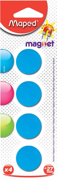 Maped magneten op blister diameter 27 mm, 4 stuks, assorti kleuren per doos van 25 blisters