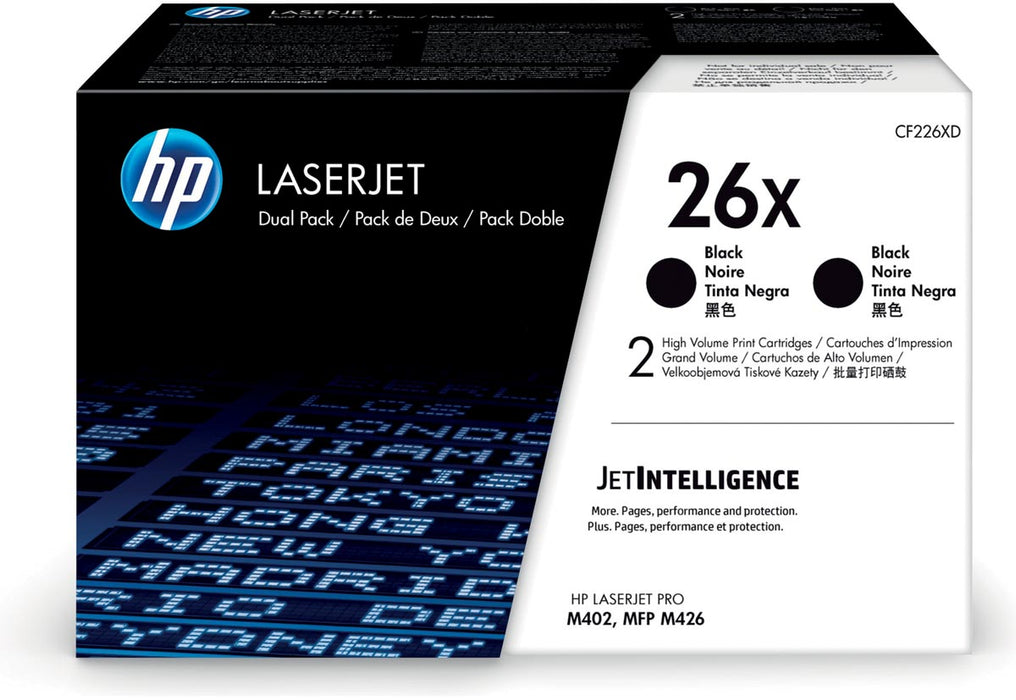 HP toner 26X, 9.000 pagina's, OEM CF226XD, zwart, duopack Toner Geschikt voor: LaserJet Pro M 400 Series/MFP M 420 Series/M 402 HP