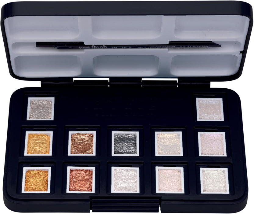 Van Gogh aquarelverf, pocketbox met 12 metallic- en interference kleuren