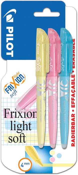 Pilot Frixion Light Soft, set van 3 stuks in verschillende kleuren met uitwisbare inkt