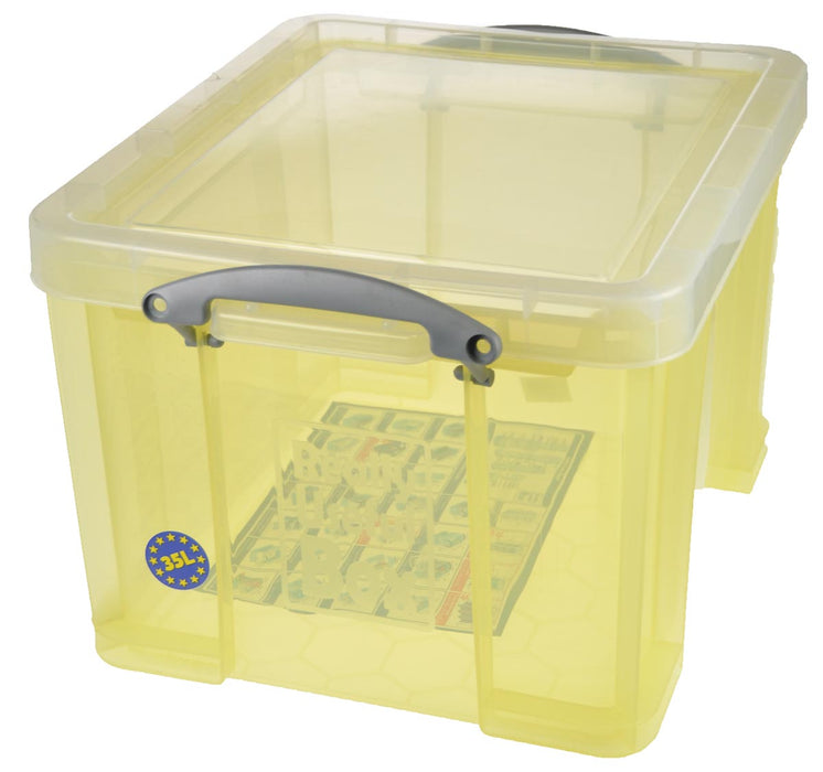 Really Useful Box opbergdoos 35 liter, transparant geel 6 stuks  -->  Opbergdoos van Really Useful Box 35 liter, transparant geel 6 stuks