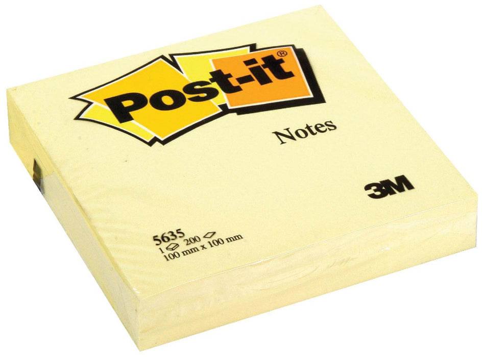 Gele Post-it Notities, 101 x 101 mm, blok van 200 vellen