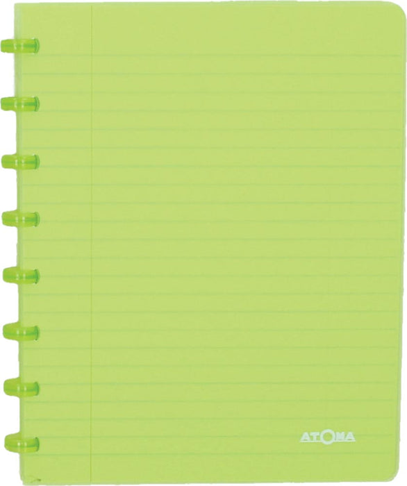 Atoma Trendy notitieboek, A5-formaat, 144 pagina's, geruit 5 mm, transparant groen