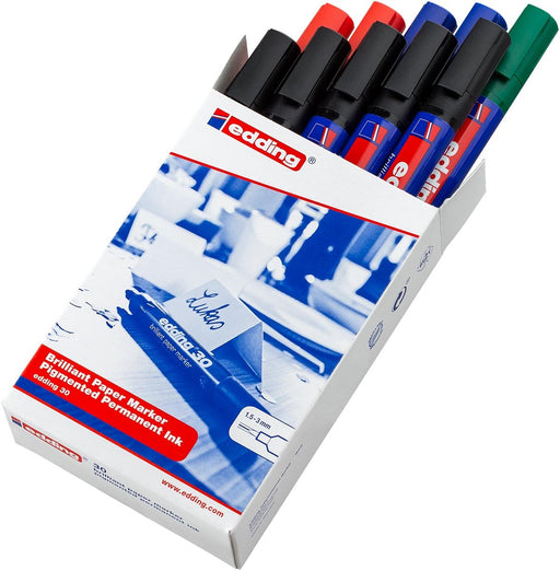 Edding merkstift brilliant paper marker e - 30, doosje van 10 stuks, assorti - OfficeTown