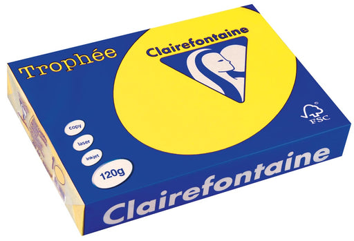 Clairefontaine Trophée Intens, gekleurd papier, A4, 120 g, 250 vel, zonnegeel 5 stuks, OfficeTown