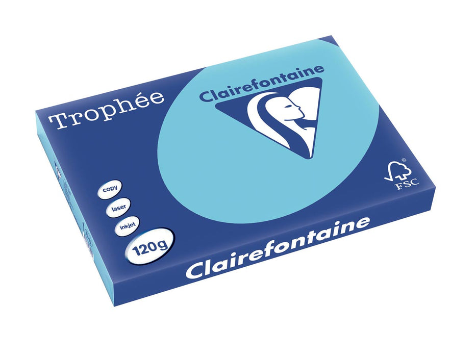 Clairefontaine Trophée Pastel, gekleurd papier, A3, 120 g, 250 vel, helblauw