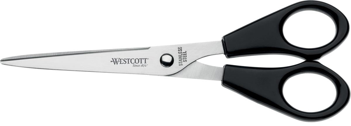 Westcott schaar met ronde punt, 15 cm, kunststoffen handgreep, zwart
