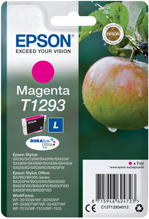 Epson inktcartridge T1293, 330 pagina's, OEM C13T12934012, magenta