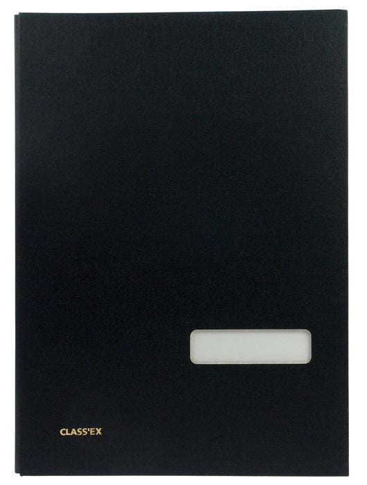 Handtekenmap met linnen omslag, zwart met 20 vakken