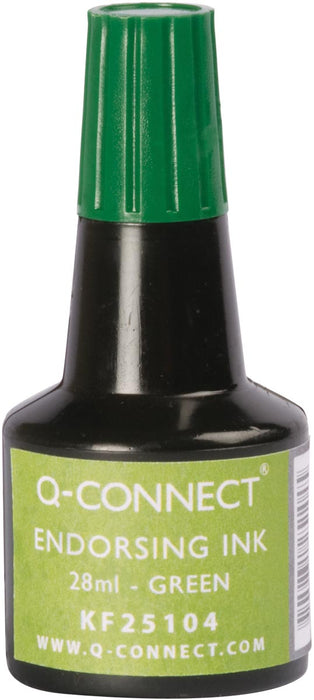 Q-CONNECT stempelinkt, flesje van 28 ml, groen 10 stuks