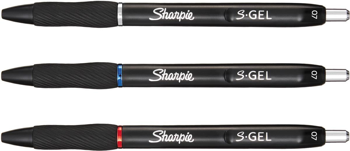 Sharpie S-gel roller, medium punt, blister van 3 stuks, geassorteerde kleuren 12 stuks, OfficeTown